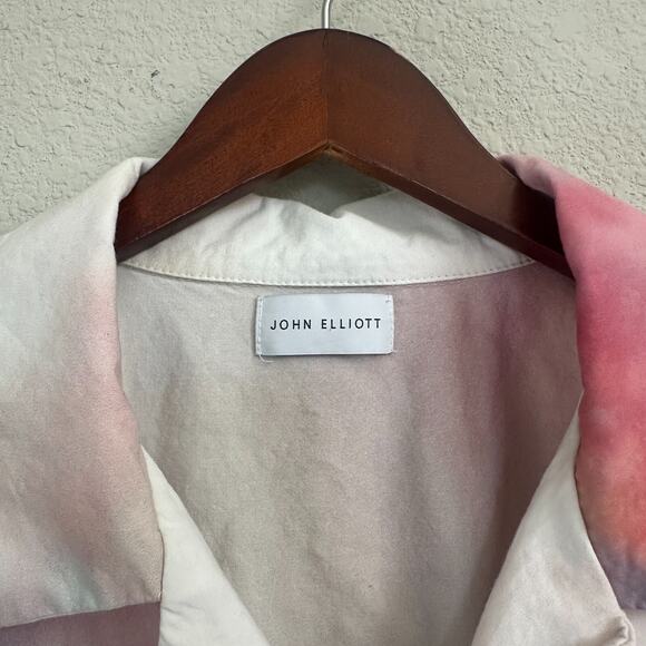 John Elliot Shirt Mens XXL Button Up Camp Watercolor White Short Sleeve Casual - Picture 7 of 15